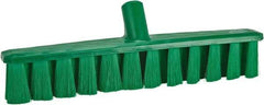 Vikan - 15.25" Fine Particle Polyester Push Broom - 1-7/8" Bristle Length, Plastic Block, European Threaded Handle Connection, Handle Sold Separately - Makers Industrial Supply