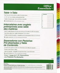 Office Essentials - 11 x 8 1/2" 1 to 31" Label, 31 Tabs, 3-Hole Punched, Preprinted Divider - Multicolor Tabs, White Folder - Makers Industrial Supply