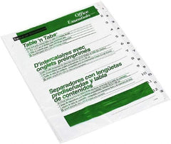 Office Essentials - 11 x 8 1/2" 1 to 12" Label, 12 Tabs, 3-Hole Punched, Preprinted Divider - White - Makers Industrial Supply