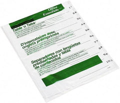 Office Essentials - 11 x 8 1/2" 1 to 10" Label, 10 Tabs, 3-Hole Punched, Preprinted Divider - White - Makers Industrial Supply