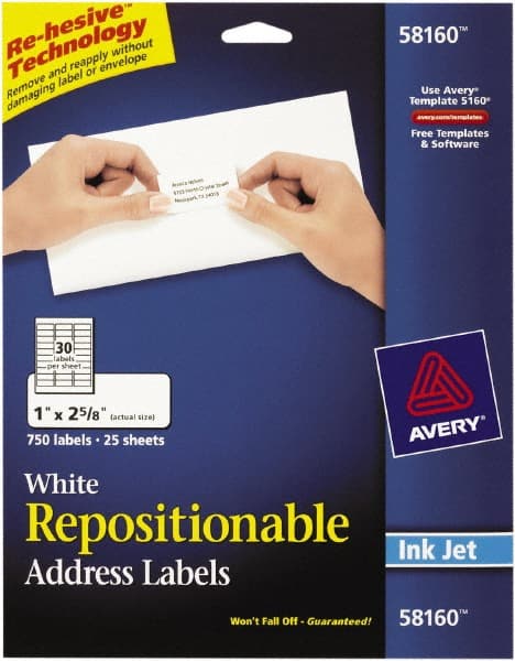 Label Maker Label: White, Paper, 2-5/8″ OAL, 1″ OAW Use with Laser/Inkjet Printers