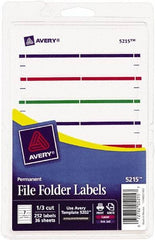 AVERY - 11/16" Wide x 3-7/16" Long, Assorted Paper File Folder Label - For Laser/Inkjet Printers - Makers Industrial Supply