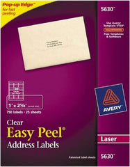 AVERY - 1" Wide x 2-5/8" Long, Clear Paper Shipping Label - For Laser Printers - Makers Industrial Supply