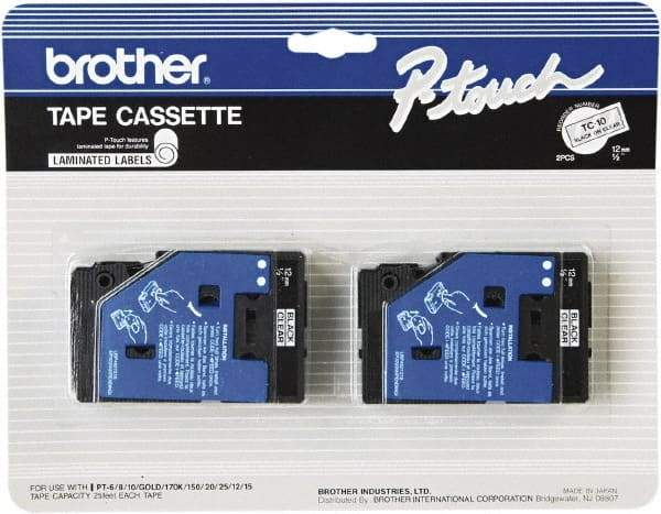 Brother - 1/2" Wide x 312" Long, Clear Label Tape - For Label Maker - Makers Industrial Supply