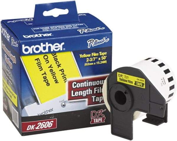 Brother - 2.4286" Wide x 600" Long, Yellow Film Label Tape - For PC Label Printers - Makers Industrial Supply