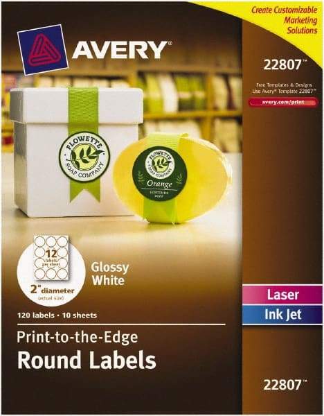 AVERY - 2" Wide x 2" Long, White Paper Multi-Purpose Label - For Laser/Inkjet Printers - Makers Industrial Supply