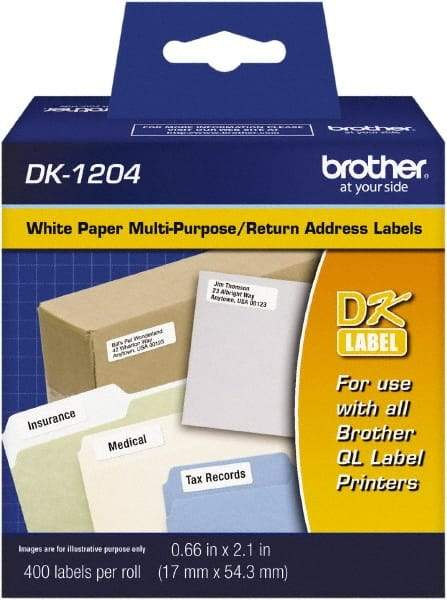 Brother - 0.66" Wide x 2-7/64" Long, White Paper Multi-Purpose Label - For PC Label Printers - Makers Industrial Supply