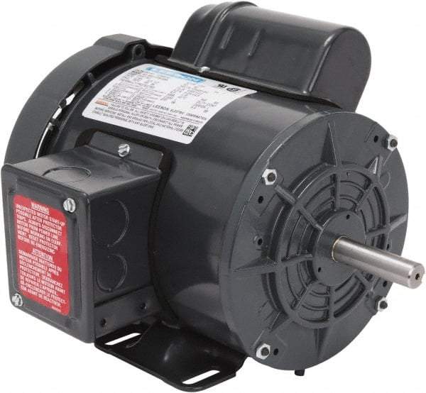 Leeson - 1/2 Max hp, 1,800 Max RPM, Capacitor Start Electric AC DC Motor - 115-208/230 V Input, Single Phase, 56 Frame, Rigid Base Mount, TEFC Enclosure - Makers Industrial Supply