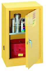 Compact Storage Cabinet - #5473 - 23-1/4 x 18 x 35" - 12 Gallon - w/one shelf, 1-door manual close - Yellow Only - Makers Industrial Supply