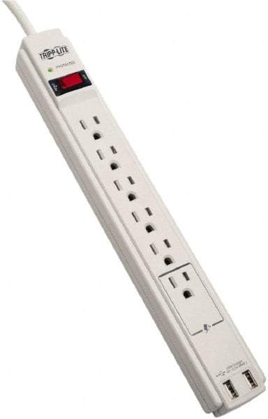 Tripp-Lite - 6 Outlets, 120 VAC15 Amps, 6' Cord, Power Outlet Strip - Floor, Keyhole Mount, 5-15 NEMA Configuration, 13" Strip - Makers Industrial Supply