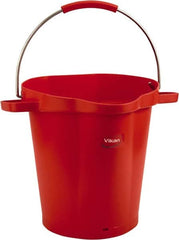 Vikan - 5 Gal, 18" High, Polypropylene Round Red Single Pail with Pour Spout - Handle Included, 15.4mm Top Length x 18.9" Top Width x 18.9" Top Diam - Makers Industrial Supply