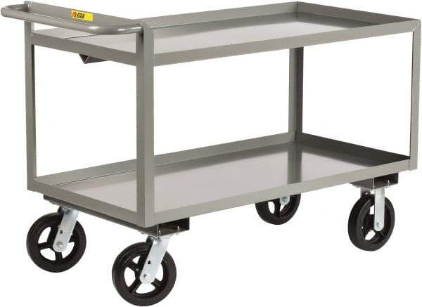 Little Giant - 2,000 Lb Capacity, 30" Wide x 65-1/2" Long x 30" High Shelf Cart - 2 Shelf, Steel, 2 Rigid/2 Swivel Casters - Makers Industrial Supply