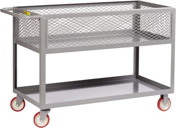 Little Giant - 1,200 Lb Capacity, 18" Wide x 35-1/2" Long x 35" High Deep Shelf Cart - 2 Shelf, Steel, 2 Rigid/2 Swivel Casters - Makers Industrial Supply