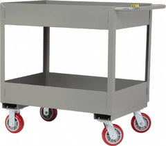 Little Giant - 3,600 Lb Capacity, 24" Wide x 53-1/2" Long x 36-1/2" High Deep Shelf Cart - 2 Shelf, Steel, 2 Rigid/2 Swivel Casters - Makers Industrial Supply