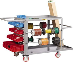 Little Giant - 24" Wide x 65" Long x 35" High Wire Spool Cart - 2 Shelf, Steel, 2 Rigid/2 Swivel Casters - Makers Industrial Supply