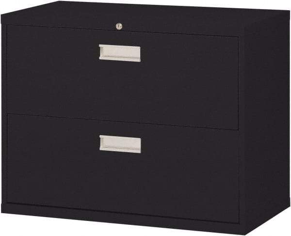 Sandusky Atlantic - 36" Wide x 28-3/8" High x 19-1/4" Deep, 2 Drawer Lateral File with Lock - Steel, Black - Makers Industrial Supply