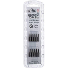 Wiha - 1/4" Drive T8 Tamperproof Torx Screwdriver Bit - 1" OAL, Tamper Resistant Bit - Makers Industrial Supply