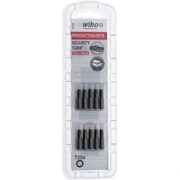 Wiha - 1/4" Drive T25 Tamperproof Torx Screwdriver Bit - 1" OAL, Tamper Resistant Bit - Makers Industrial Supply