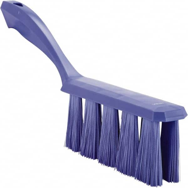 Vikan - 3.9" Bristle Length, Polyester Cleaning & Finishing Brush - 3" Long x 6-1/2" Wide Head, 13" OAL, Easy Grip Handle, Purple, Polypropylene Block - Makers Industrial Supply