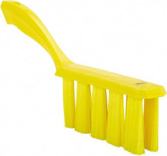 Vikan - 3.9" Bristle Length, Polyester Cleaning & Finishing Brush - 3" Long x 6-1/2" Wide Head, 13" OAL, Easy Grip Handle, Yellow, Polypropylene Block - Makers Industrial Supply