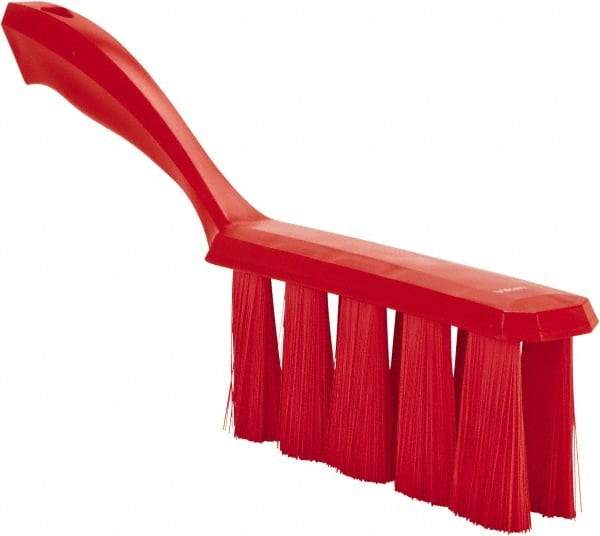 Vikan - 3.9" Bristle Length, Polyester Cleaning & Finishing Brush - 3" Long x 6-1/2" Wide Head, 13" OAL, Easy Grip Handle, Red, Polypropylene Block - Makers Industrial Supply