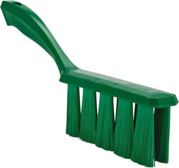 Vikan - 3.9" Bristle Length, Polyester Cleaning & Finishing Brush - 3" Long x 6-1/2" Wide Head, 13" OAL, Easy Grip Handle, Green, Polypropylene Block - Makers Industrial Supply