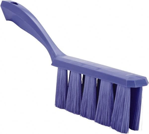 Vikan - 3.9" Bristle Length, Polyester Cleaning & Finishing Brush - 3" Long x 1-1/2" Wide Head, 13" OAL, Easy Grip Handle, Purple, Polypropylene Block - Makers Industrial Supply