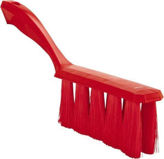 Vikan - 3.9" Bristle Length, Polyester Cleaning & Finishing Brush - 3" Long x 1-1/2" Wide Head, 13" OAL, Easy Grip Handle, Red, Polypropylene Block - Makers Industrial Supply