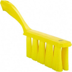 Vikan - 3.9" Bristle Length, Polyester Cleaning & Finishing Brush - 3" Long x 1-1/2" Wide Head, 13" OAL, Easy Grip Handle, Yellow, Polypropylene Block - Makers Industrial Supply