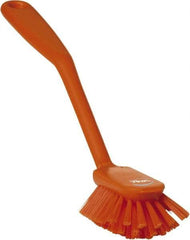 Vikan - 2.4" Bristle Length, Polyester Cleaning & Finishing Brush - 2-1/2" Long x 2.4" Wide Head, 10.8" OAL, Easy Grip Handle, Orange, Polypropylene Block - Makers Industrial Supply