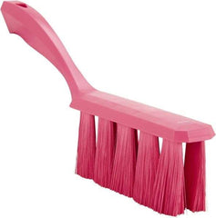 Vikan - 3.9" Bristle Length, Polyester Cleaning & Finishing Brush - 3" Long x 1-1/2" Wide Head, 13" OAL, Easy Grip Handle, Pink, Polypropylene Block - Makers Industrial Supply