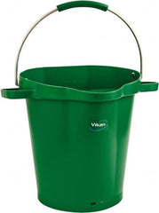 Vikan - 5 Gal, 18" High, Polypropylene Round Green Single Pail with Pour Spout - Handle Included, 15.4mm Top Length x 18.9" Top Width x 18.9" Top Diam - Makers Industrial Supply