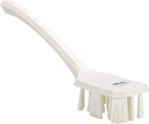 Vikan - 2-3/4" Bristle Length, Polyester Scrub Brush - 12" Long x 2-7/8" Wide Head, 15-1/2" OAL, Long Handle, White, Polypropylene Block - Makers Industrial Supply