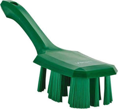 Vikan - 2-3/4" Bristle Length, Polyester Scrub Brush - 8" Long x 2-7/8" Wide Head, 10" OAL, Short Handle, Green, Polypropylene Block - Makers Industrial Supply