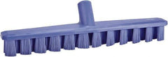 Vikan - 1-7/8" Bristle Length, Polyester Deck Scrub Brush - 1-7/8" Wide Head, 15-1/4" OAL, European Threaded Handle, Purple, Polypropylene Block - Makers Industrial Supply