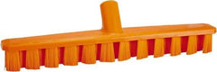 Vikan - 1-7/8" Bristle Length, Polyester Deck Scrub Brush - 1-7/8" Wide Head, 15-1/4" OAL, European Threaded Handle, Orange, Polypropylene Block - Makers Industrial Supply