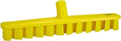 Vikan - 1-7/8" Bristle Length, Polyester Deck Scrub Brush - 1-7/8" Wide Head, 15-1/4" OAL, European Threaded Handle, Yellow, Polypropylene Block - Makers Industrial Supply