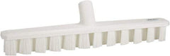 Vikan - 1-7/8" Bristle Length, Polyester Deck Scrub Brush - 1-7/8" Wide Head, 15-1/4" OAL, European Threaded Handle, White, Polypropylene Block - Makers Industrial Supply