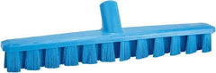 Vikan - 1-7/8" Bristle Length, Polyester Deck Scrub Brush - 1-7/8" Wide Head, 15-1/4" OAL, European Threaded Handle, Blue, Polypropylene Block - Makers Industrial Supply