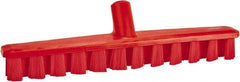 Vikan - 1-7/8" Bristle Length, Polyester Deck Scrub Brush - 1-7/8" Wide Head, 15-1/4" OAL, European Threaded Handle, Red, Polypropylene Block - Makers Industrial Supply