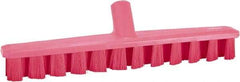 Vikan - 1-7/8" Bristle Length, Polyester Deck Scrub Brush - 1-7/8" Wide Head, 15-1/4" OAL, European Threaded Handle, Pink, Polypropylene Block - Makers Industrial Supply