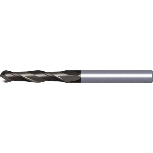 Kennametal - 1" Diam, 3" LOC, 2 Flute Solid Carbide Ball End Mill - TiAlN Finish, Single End, 6" OAL, 1" Shank Diam, Spiral Flute - Makers Industrial Supply