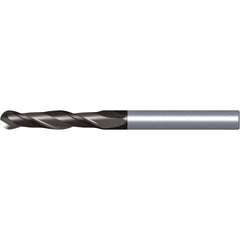 Kennametal - 5/16" Diam, 1-1/2" LOC, 2 Flute Solid Carbide Ball End Mill - TiAlN Finish, Single End, 6" OAL, 5/16" Shank Diam, Spiral Flute - Makers Industrial Supply