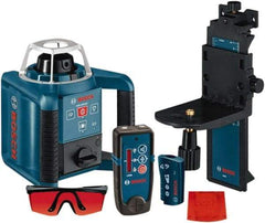 Bosch - 1,000' Measuring Range, 1/8" at 100' Accuracy, Self-Leveling Horizontal & Vertical Rotary Laser - ±5° Self Leveling Range, 1 Beam, 2-D Battery Included - Makers Industrial Supply