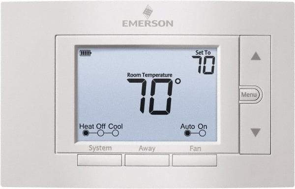 White-Rodgers - 50 to 99°F, 2 Heat, 2 Cool, Digital Nonprogrammable Thermostat - 20 to 30 Volts, 1.77" Inside Depth x 1.77" Inside Height x 5-1/4" Inside Width, Horizontal Mount - Makers Industrial Supply