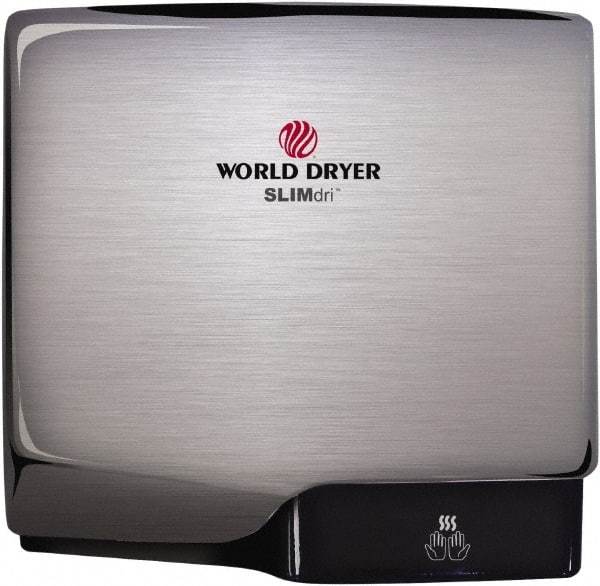 World Dryer - 950 Watt Silver Finish Electric Hand Dryer - 100/120 Volts, 8.3 Amps, 11.43" Wide x 10.7" High x 3.9" Deep - Makers Industrial Supply