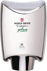 World Dryer - 1200 Watt Silver Finish Electric Hand Dryer - 100/120 Volts, 10 Amps, 9.3" Wide x 12-1/2" High x 7.6" Deep - Makers Industrial Supply