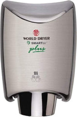 World Dryer - 1200 Watt Silver Finish Electric Hand Dryer - 100/120 Volts, 10 Amps, 9.3" Wide x 12-1/2" High x 7.6" Deep - Makers Industrial Supply