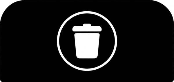 Rubbermaid - Trash Can Decal Message: Landfill - English, Text on Color, Black, Indoor & Outdoor, Apply to Metal, 1-25/32" Wide x 8-1/2" High - Makers Industrial Supply