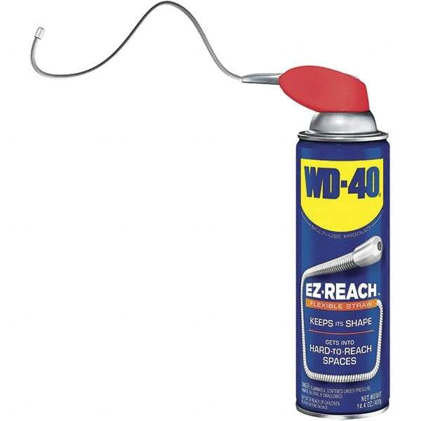 WD-40 - 14.4 oz EZ-Reach Multi-Use Product with 8" Flexible Smart Straw, Sprays 2 Ways - Multi-Purpose Lubricant: Stop Squeaks, Removes & Protects, Loosens Rusted Parts, Free Sticky Mechanisms, Drives Out Moisture - Makers Industrial Supply